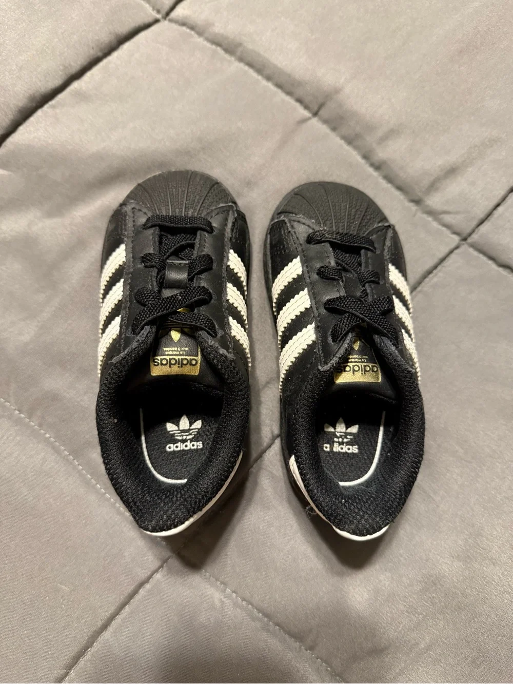 adidas Kids Superstar Black with White Stripes Sneakers